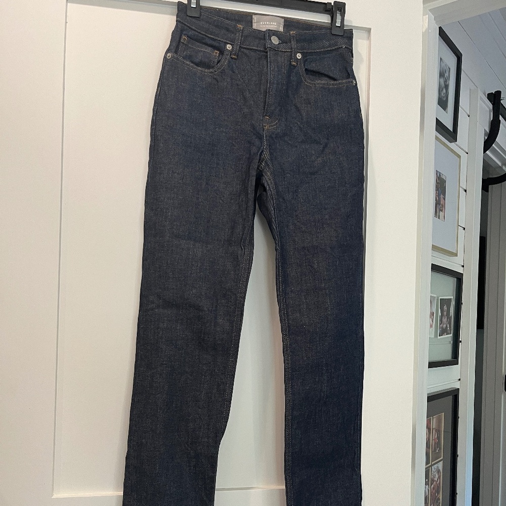 NEW Everlane High Rise Straight jeans denim in dark wash size 26